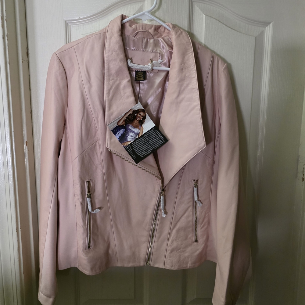 IMAN Light Pink Leather Jacket